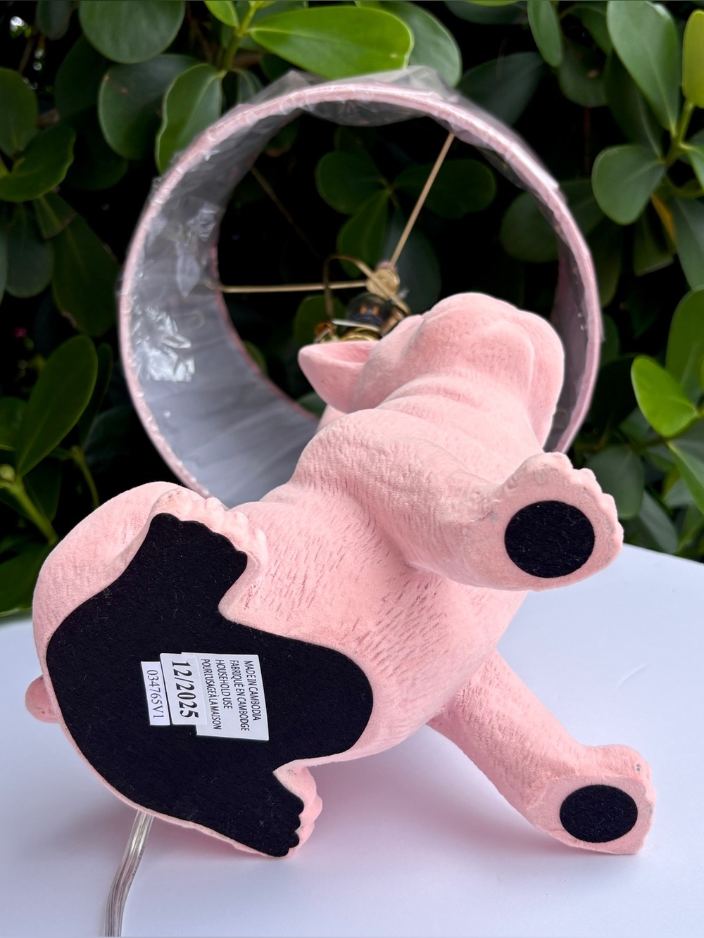 Pink Suede Frenchie French Bulldog Lamp Dog Puppy Velvet Fringe Shade (on right) - Picture 13 of 13
